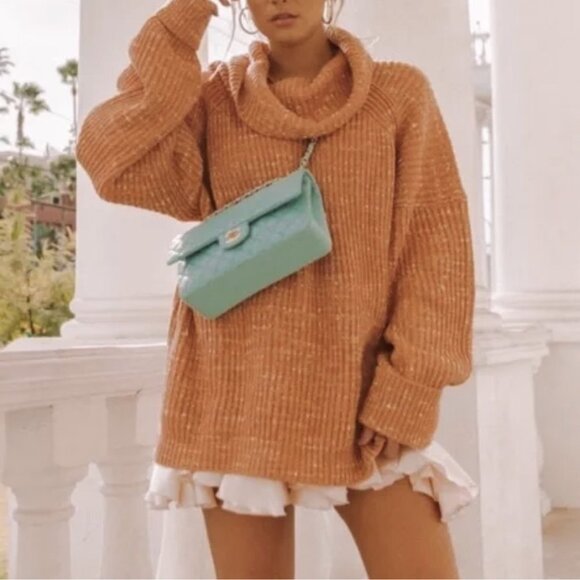 Free People Leo Oversized Cowl Neck Sweater in Petal Combo Sz. XS - Picture 5 of 5